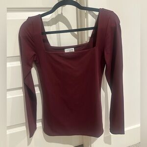 Aritzia Contour Burgundy Long Sleeve Top